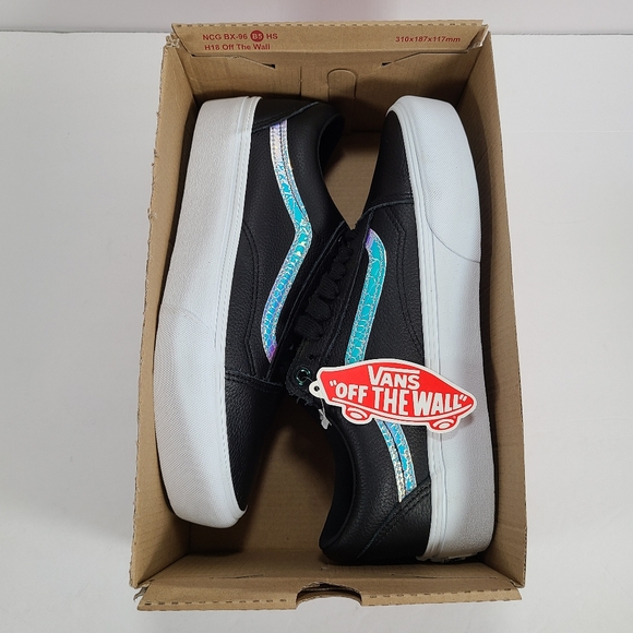 Vans Old Skool Platform Holo Sidestripe Black True White Sneakers Women Size 9.5 - Picture 11 of 12